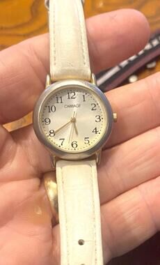 Women's Two Tone Carriage Watch, Water Resistant, White Band